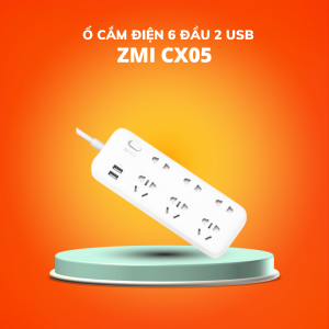 Ổ cắm điện 6 đầu tích hợp 2 cổng sạc nhanh USB ZMI CX05
